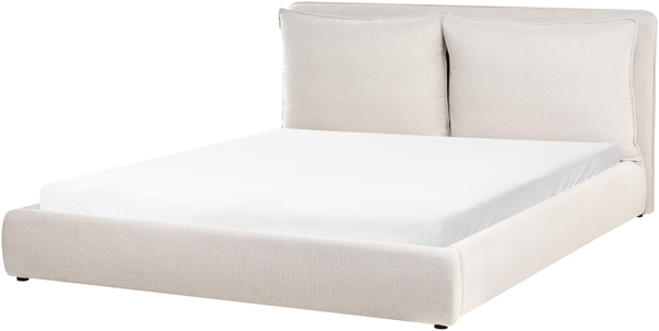 Bett mit Lattenrost Stoff BAJONNA 180 x 200 cm Beige