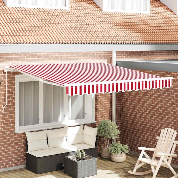Einziehbare Markise, Sonnenmarkise Rot und Weiß 300 x 250 cm