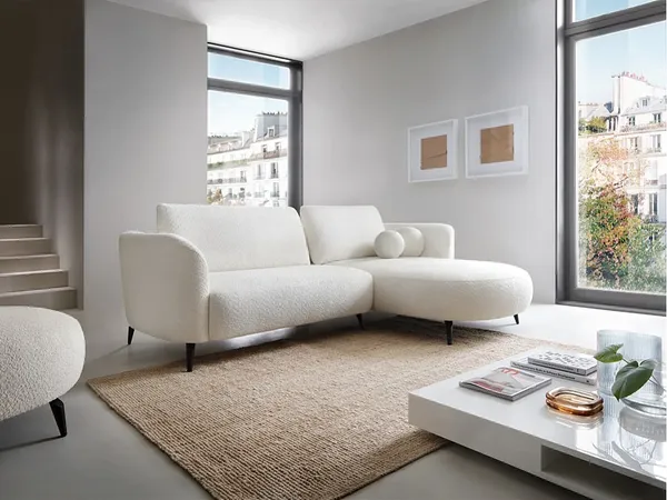Vente-unique - AREMIA Sofa Stoff Weiß - B 180 cm x H 86 cm x L 260 cm