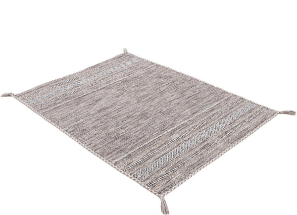 carpetfine Teppich Kelim Azizi, auch als Läufer erhältlich, rechteckig, Höhe: 5 mm, handgewebt, Baumwolle, Wendeteppich mit Fransen, Fleckerl, Wohnzimmer Bild 2