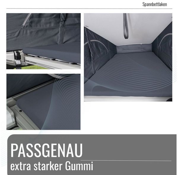 BLACK FOREST FOX Spannbettlaken Spannbettlaken VW T6.1 California Aufstelldach OEKO-TEX®, Baumwolle, Gummizug: rundum, Grau Bild 4