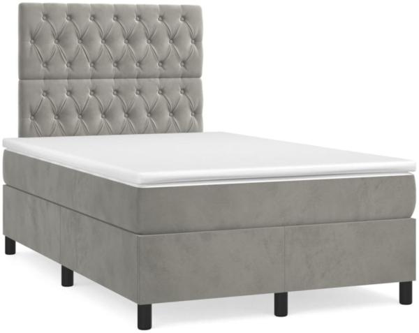 vidaXL Boxspringbett mit Matratze & LED Hellgrau 120x190 cm Samt 3270329