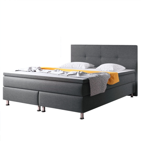 Boxspringbett Dallas 140x200 Webstoff Anthrazit