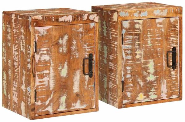 vidaXL Nachttisch 2 pcs Braun 35 x 33 x 48 cm Massivholz Altholz 4016727