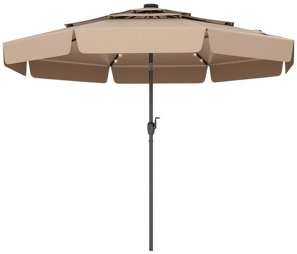COSTWAY Sonnenschirm, LxB: 300x300 cm, mit LED-Beleuchtung, 3-stöckiger Dach