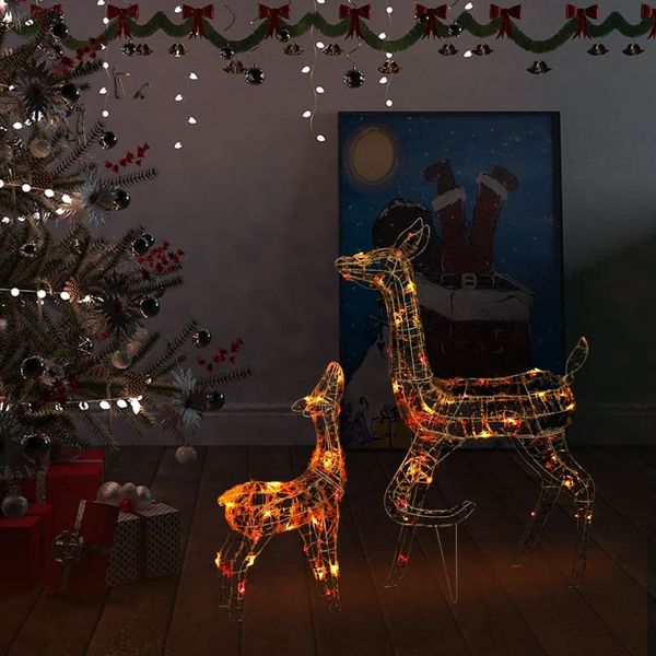 vidaXL LED-Rentier-Familie Weihnachtsdeko Acryl 160 LED Bunt 329792