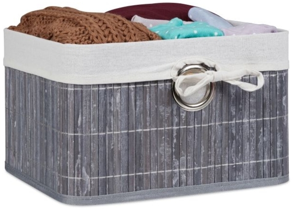 2 x Aufbewahrungskorb Bambus grau