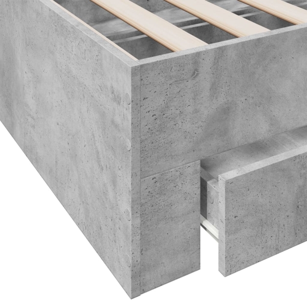vidaXL Bettgestell mit Schubladen Betongrau 135x190 cm Holzwerkstoff 3280408 Bild 7