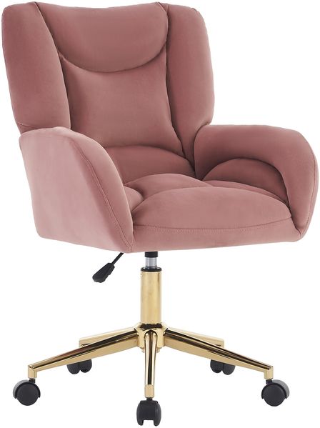 Drehstuhl aus Samt mit verstellbarer goldener Basis, 360° drehbar, ergonomisch gepolstert,Rosa Bild 7