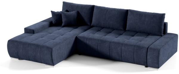 Ecksofa Sofa mit Schlaffunktion VOGAR Stoff Aston Dunkelblau Ottomane Links