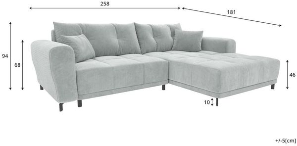 99rooms Massimo Ecksofa Cordstoff POSO Blau mit Schlaffunktion Rechts Bild 3