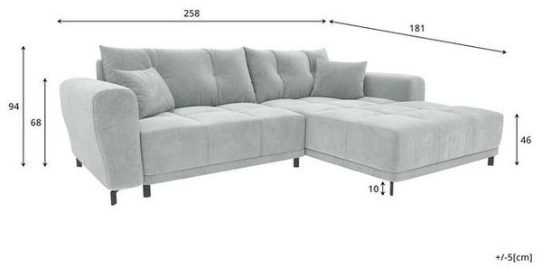 99rooms Massimo Ecksofa Cordstoff POSO Blau mit Schlaffunktion Rechts Bild 4