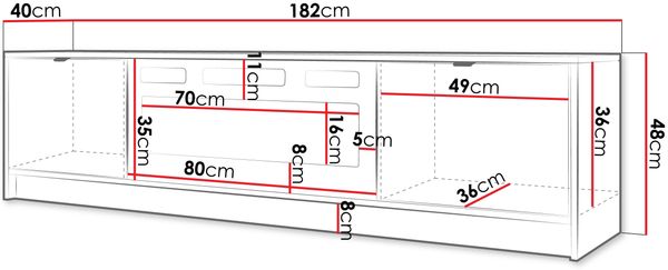 Mirjan24 'Tireno EF' TV-Lowboard mit elektrischem Kamin, Holz sandbeige, 48 x 40 x 182 cm Bild 5