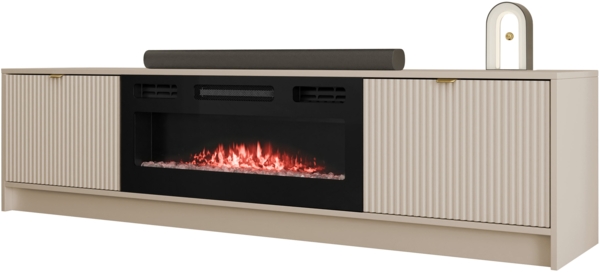 TV-Lowboard Tireno EF mit Elektrischem Kamin (Farbe: Sandbeige)