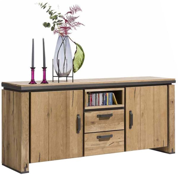 Sideboard Farmland, Holz, Holzwerkstoff, Metall, Holzfarben, 180 x 80 x 45 cm