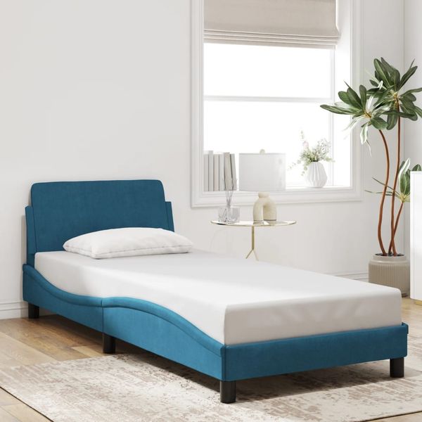 vidaXL Bettgestell mit Kopfteil "Dover" Blau 90x190 cm Samt 373096