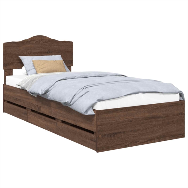 vidaXL Bettrahmen Braun Eichen-Optik 75 x 190 cm Ingenieurs Holz 3413060