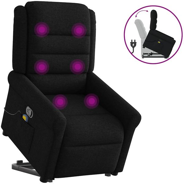 vidaXL Massagesessel mit Aufstehhilfe Schwarz Stoff 3303326