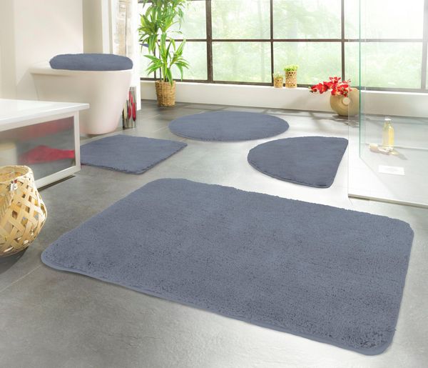 KiNZLER Badematte Chaozhou, Badvorleger, Badezimmer Teppich, Höhe 20 mm, rutschhemmend beschichtet, fußbodenheizungsgeeignet, Polyester, rechteckig, Badteppich, Uni Farben, weich, als rechteckig, rund & Set erhältlich