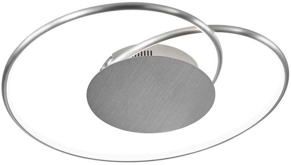 Puristische Ring LED Deckenleuchte OPUS Silber dimmbar 45x35 cm