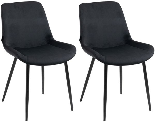 2er Set Esszimmerstühle Victoria Samt schwarz