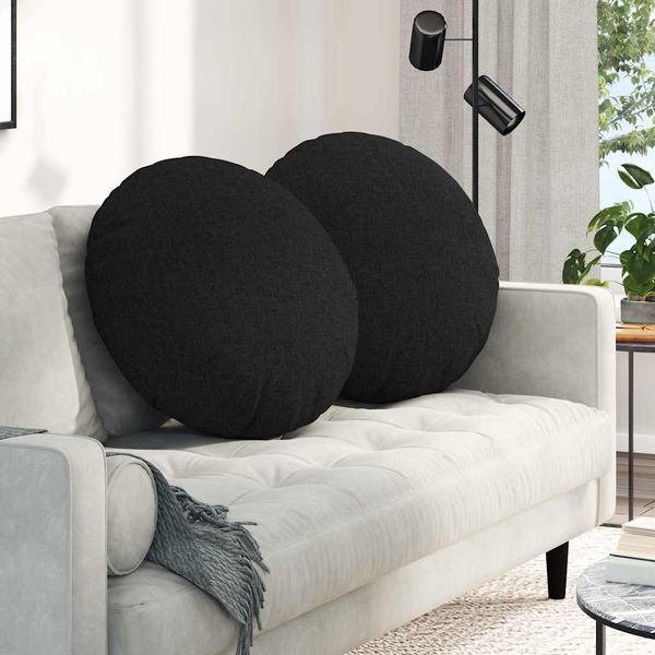vidaXL Sitzkissen 2 pcs Schwarz Ø60 x 21 cm Stoff 42014196