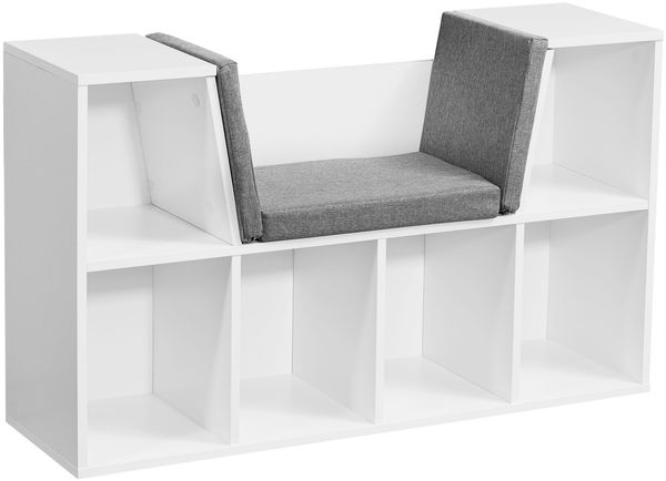 Schuhregal mit Sitzfläche, weiß matt, 101,5 x 61,5 x 30 cm Bild 2