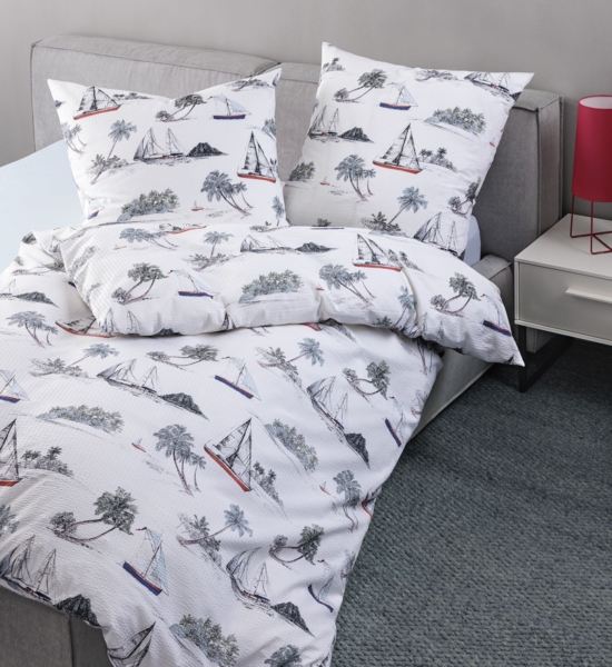 Janine Mako-Soft-Seersucker Bettwäsche 135x200,80x80 2 teilig Tango 20150-02-500 pastellblau graphit Bild 3