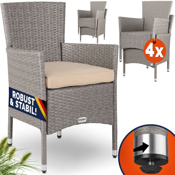 CASARIA® Polyrattan Gartenstühle 4er Set Creme