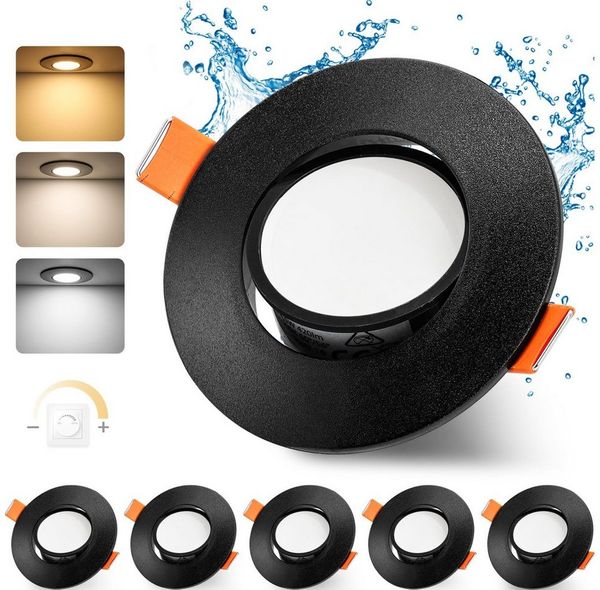 GeyouLux LED Einbaustrahler Dimmbar 68-80mm 4.9W Ultra Flach LED Spots, 45°Schwenkbar, warmweiß, neutralweiß, kaltweiß, Deckenspots, Einbauleuchten Küche Spots Deckenleuchte 6er Set