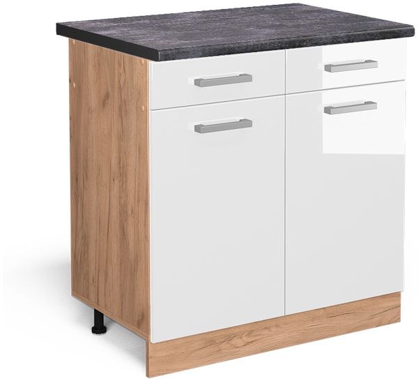 Küchenunterschrank R-Line Weiß Hochglanz 80 cm , AP Anthrazit Vicco