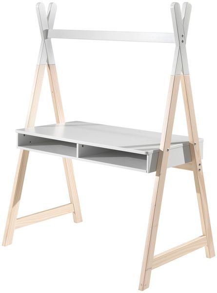 Kinderschreibtisch Kiddy MDF und Kiefer Weiß/Natur