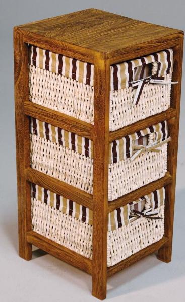 Holzregal Regal mit Maisstrohkörben Paulownia-Holz dunkel - (3597) Bild 2