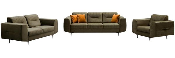 Beautysofa Polstergarnitur im modernen Stil auf hohen Metallbeinen VENEZIA, (Sessel + 2-Sitzer Sofa + 3-Sitzer Sofa im modernes Design), mit Metallbeine, Couchgarnituren aus Velours
