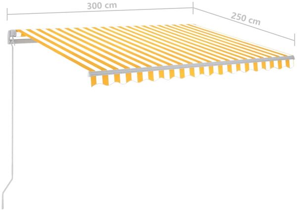 vidaXL Markise Manuell Einziehbar mit LED 300x250 cm Gelb und Weiß 3068863 Bild 7