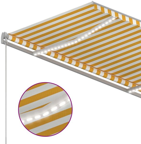 vidaXL Markise Manuell Einziehbar mit LED 300x250 cm Gelb und Weiß 3068863 Bild 5