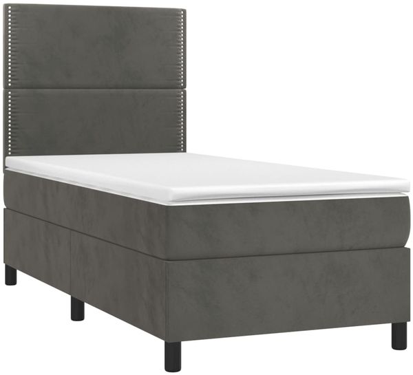 Boxspringbett mit Matratze & LED Samt Dunkelgrau 90x200 cm Bild 3