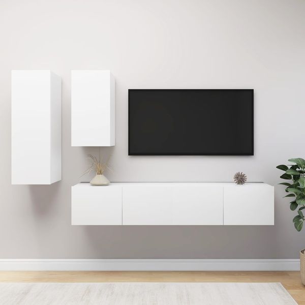 vidaXL 4-tlg. TV-Schrank-Set Weiß Spanplatte [3078732]