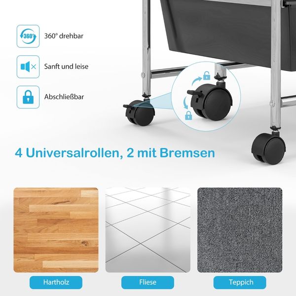 Rollwagen mit 15 stapelbaren Schubladen Rollcontainer Beistellwagen mit 15 Schubladen Silber 62,5 x 37 x 87 cm Bild 5