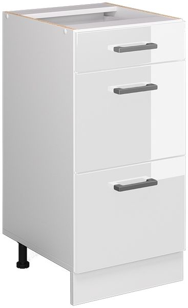 Unterschrank R-Line Weiß Hochglanz 40 cm mit Schubladen Vicco