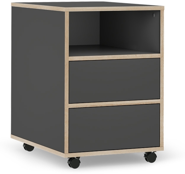 Rollcontainer Tetrix Anthrazit 42 x 55 cm mit Regalen und 2 Schubladen Vicco