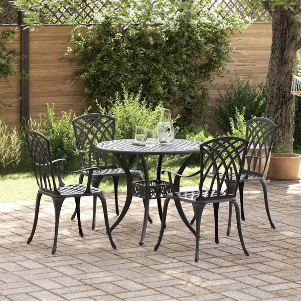vidaXL Garten Essgruppe 5 pcs Schwarz Aluminium 3334717