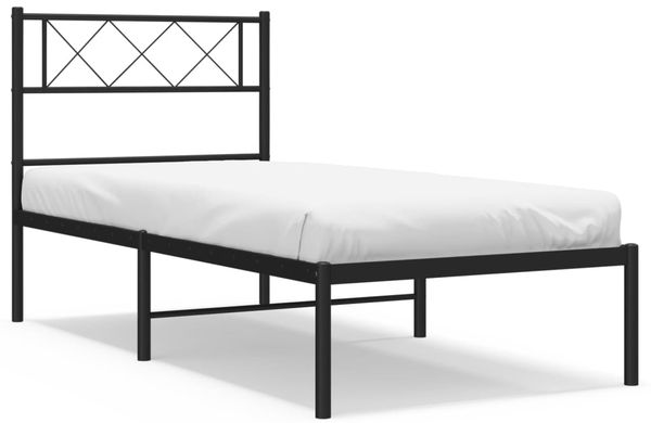 Einzelbettgestell Design für Erwachsene mit Kopfteil Metall Schwarz 90x190 cm d2795e