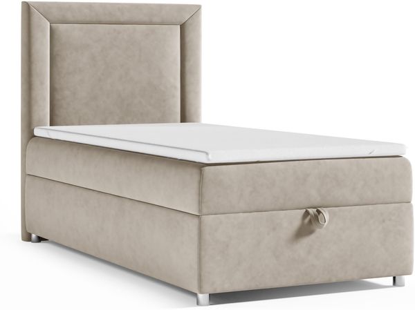 Best For Home Trinity K3 Einzel-Boxspringbett mit Bonnell-Federkern, Matratze, Topper und Bettkasten. Gepolstertes Bett mit Stauraum.