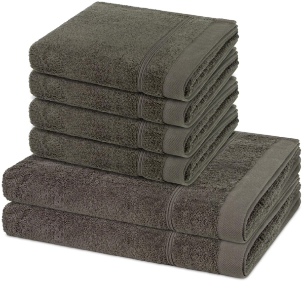 Ross Rubin 6 tlg. Frottier-Set - 4 X Handtuch (50 X 100cm), 2 X Duschtuch (70 X 140cm) - 480 - Mokka