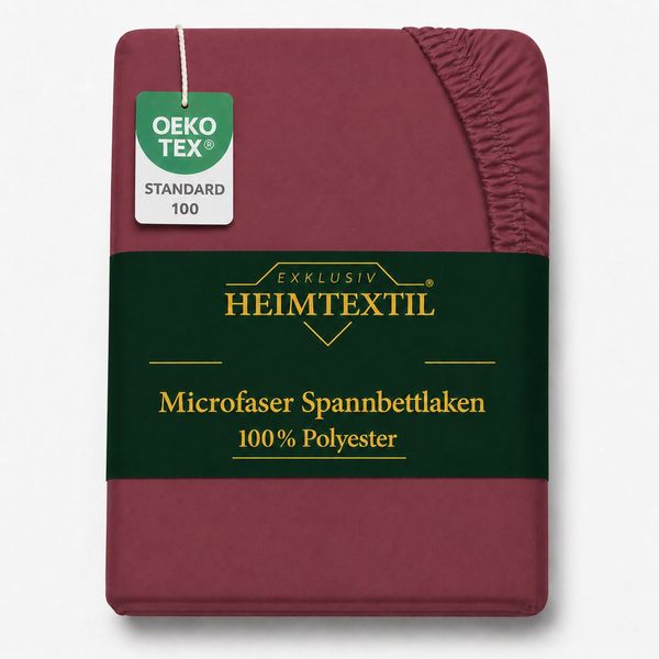 Microfaser Spannbettlaken - Spannbetttuch 140-160x200 cm – Atmungsaktiv, Knitterfrei & Pflegeleicht – OEKO-TEX Bettlaken mit Rundumgummi - Bordeaux