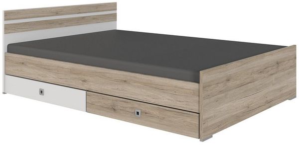 Lomadox Jugendzimmer-Set JOHANNESBURG-43, (Sparset, 8-tlg), San Remo Eiche Nb. und weiß, begehbarer beleuchteter Eckkleiderschrank