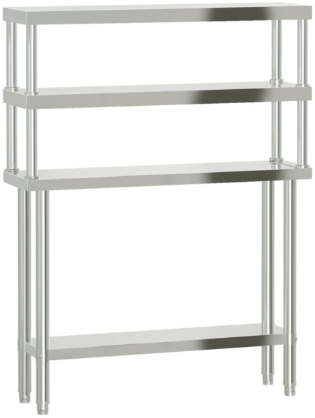 vidaXL Küchen-Arbeitstisch mit Aufsatzboard 110x30x150 cm Edelstahl 3208902