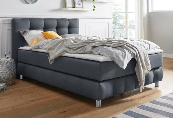 andas Boxspringbett Salo XXL, in Samtoptik oder Struktur, 6 Breiten in Überlänge 220cm, 4 Härtegrade