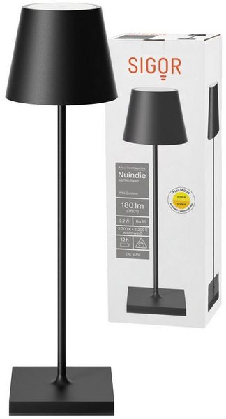 SIGOR LED Tischleuchte Akku-Tischleuchte, Dimmbar, LED fest integriert, Warmweiß